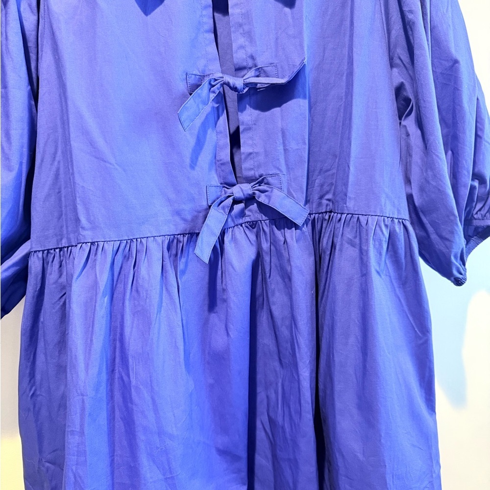 Vibrant Blue Women’s  Dress with Bow Details - Picture 11 of 11